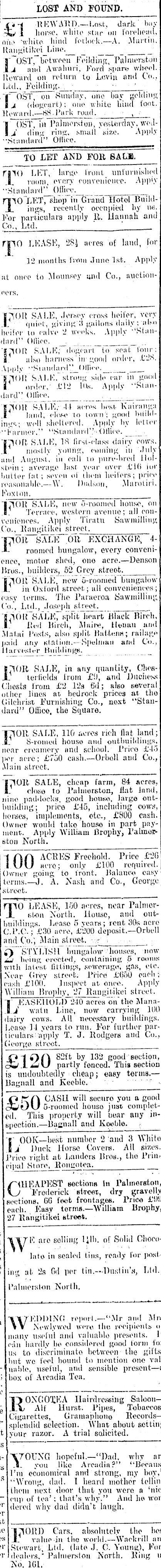 Papers Past Newspapers Manawatu Standard 25 May 1917 Page 1 Advertisements Column 4