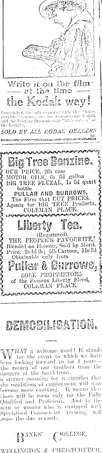 Papers Past Newspapers Manawatu Standard 3 February 1919 Page 6 Advertisements Column 4