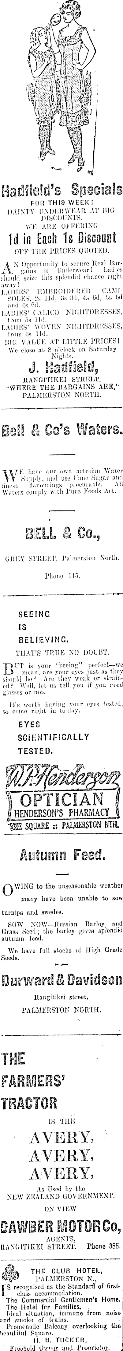 Papers Past Newspapers Manawatu Standard 5 March 1919 Page 4 Advertisements Column 3