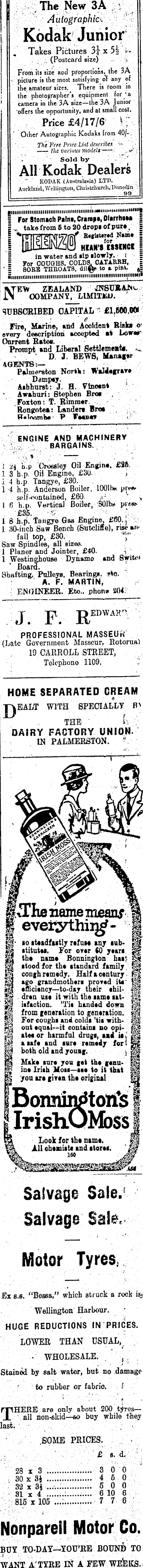 Papers Past Newspapers Manawatu Standard 27 June 1919 Page 7 Advertisements Column 3