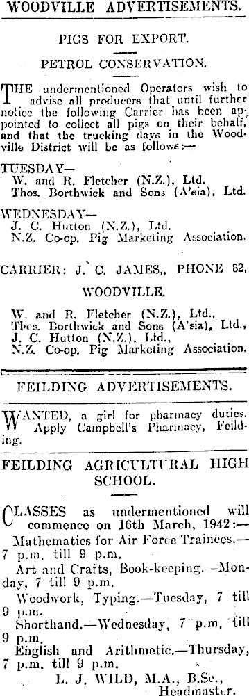 Papers Past Newspapers Manawatu Standard 16 March 1942 Page 2 Advertisements Column 3