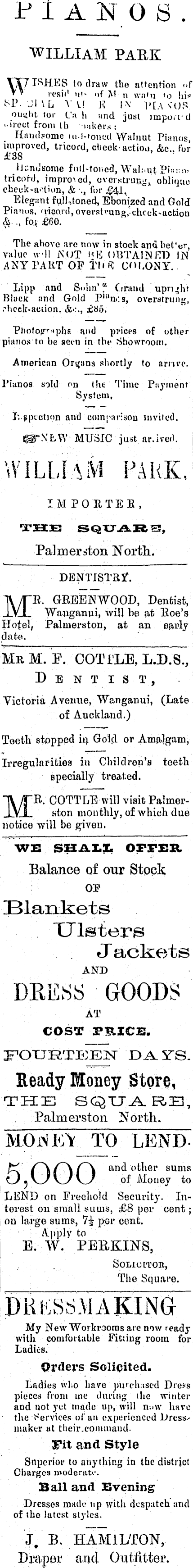 Papers Past Newspapers Manawatu Times 9 August 18 Page 2 Advertisements Column 3