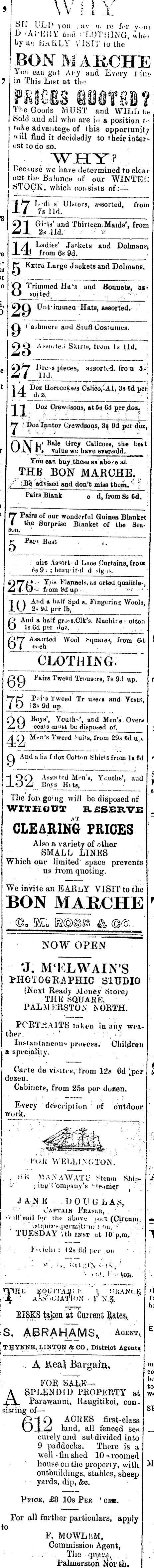 Papers Past Newspapers Manawatu Times 12 August 14 Page 3 Advertisements Column 3