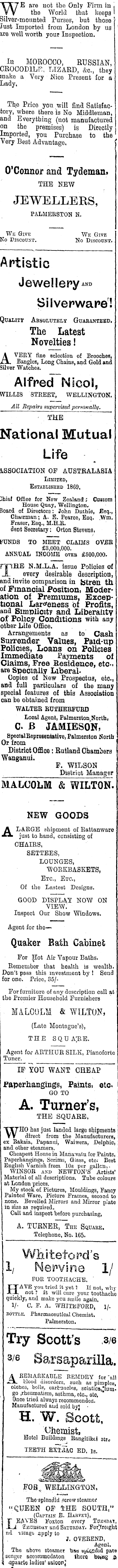 Papers Past Newspapers Manawatu Times 10 October 1901 Page 2 Advertisements Column 2