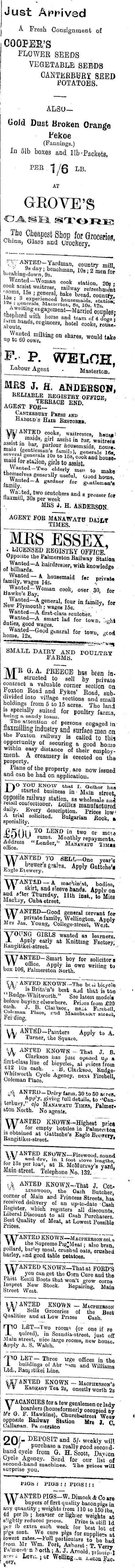 Papers Past Newspapers Manawatu Times 9 September 1902 Page 3 Advertisements Column 9