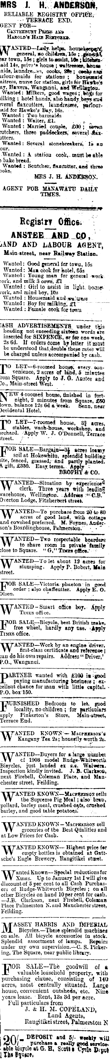 Papers Past Newspapers Manawatu Times 14 March 1903 Page 1 Advertisements Column 9