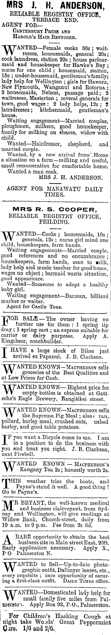Papers Past Newspapers Manawatu Times 3 June 1903 Page 1 Advertisements Column 8