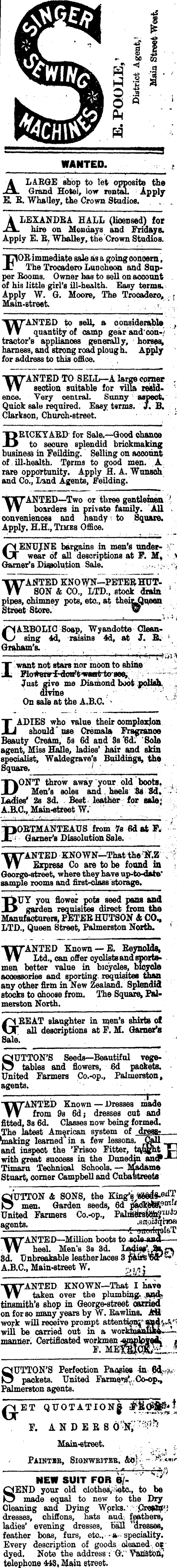 Papers Past Newspapers Manawatu Times 24 July 1907 Page 1 Advertisements Column 7