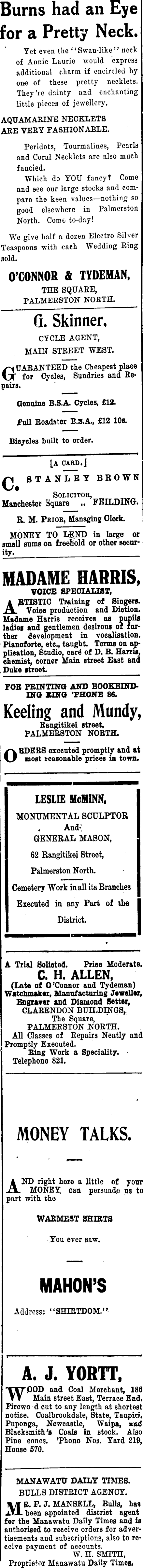 Papers Past Newspapers Manawatu Times 21 July 1914 Page 4 Advertisements Column 2