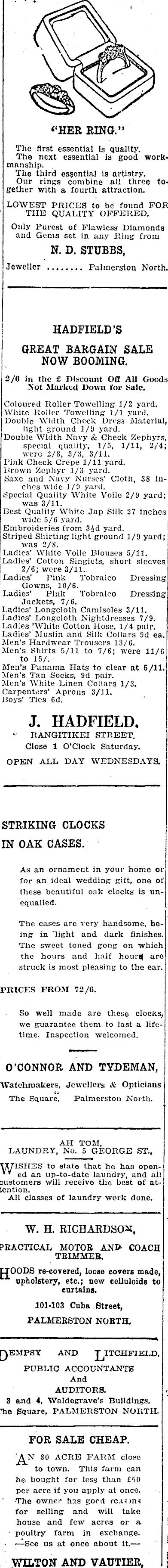 Papers Past Newspapers Manawatu Times 9 February 1922 Page 4 Advertisements Column 2