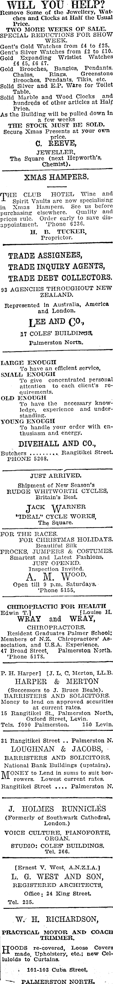 Papers Past Newspapers Manawatu Times 19 December 1922 Page 6 Advertisements Column 2