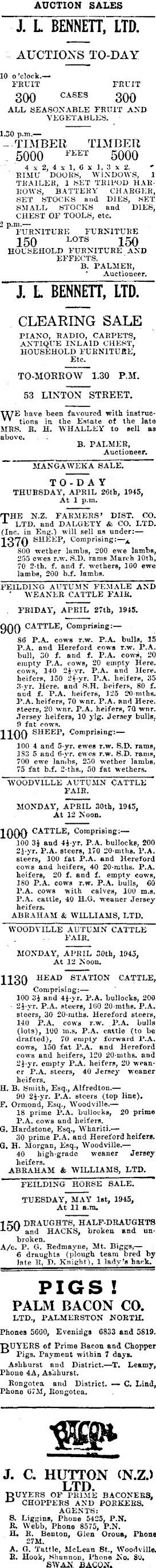 Papers Past Newspapers Manawatu Times 26 April 1945 Page 8 Advertisements Column 7