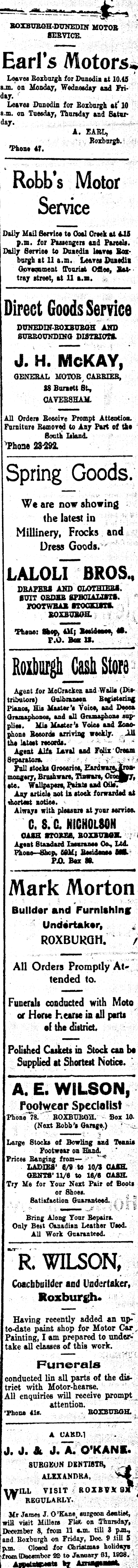 Papers Past Newspapers Mt Benger Mail 7 December 1927 Page 2 Advertisements Column 5