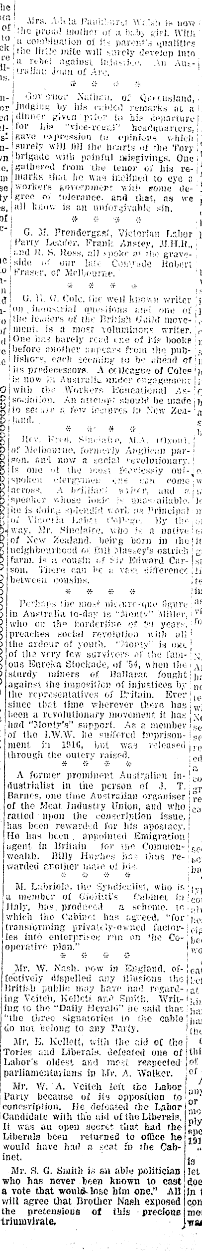 Papers Past Newspapers Maoriland Worker 27 October 19 Purely Personal