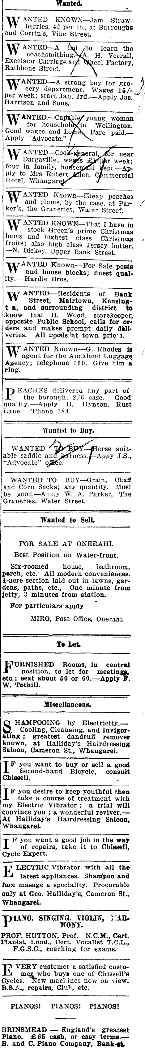 Papers Past Newspapers Northern Advocate 5 January 1914 Page 1 Advertisements Column 6