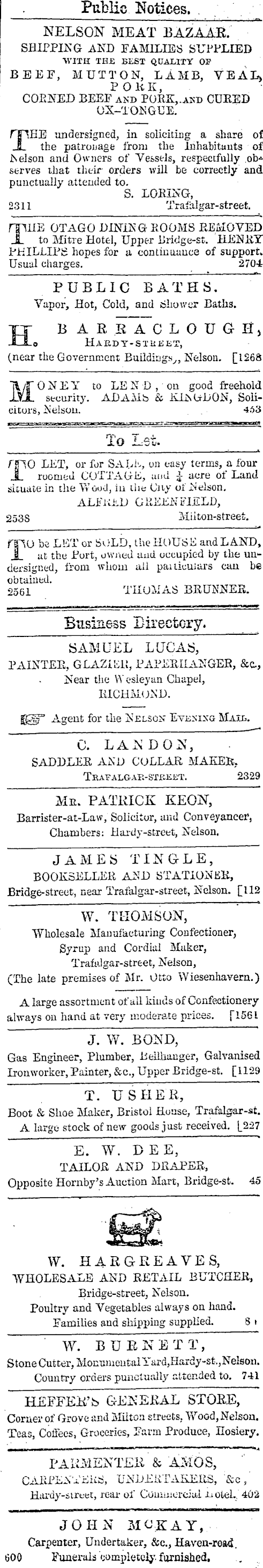 Papers Past Newspapers Nelson Evening Mail 4 July 1867 Page 1 Advertisements Column 4