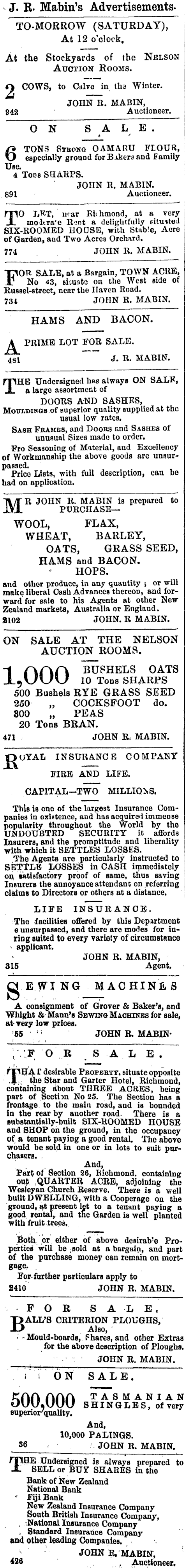 Papers Past Newspapers Nelson Evening Mail 10 April 1874 Page 3 Advertisements Column 1