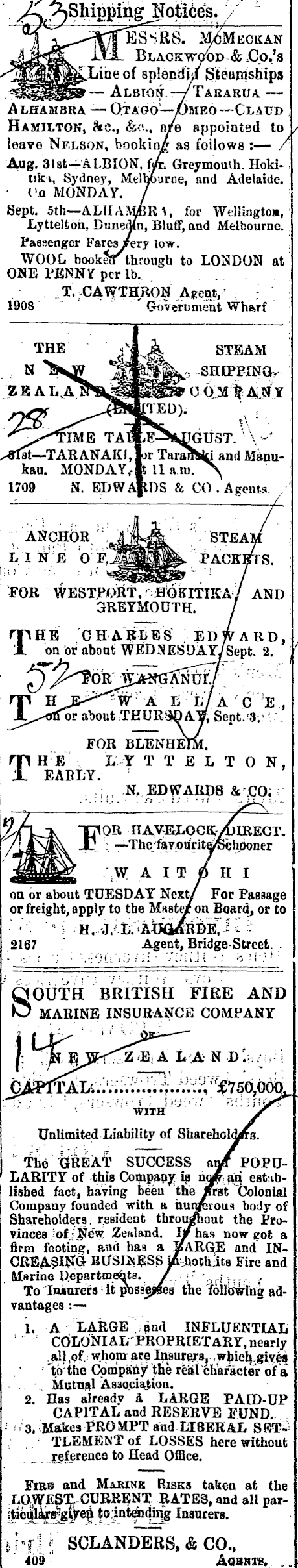 Papers Past Newspapers Nelson Evening Mail 29 August 1874 Page 3 Advertisements Column 3