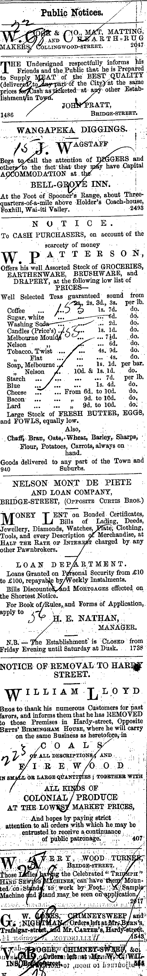 Papers Past Newspapers Nelson Evening Mail 15 November 1871 Page 1 Advertisements Column 4