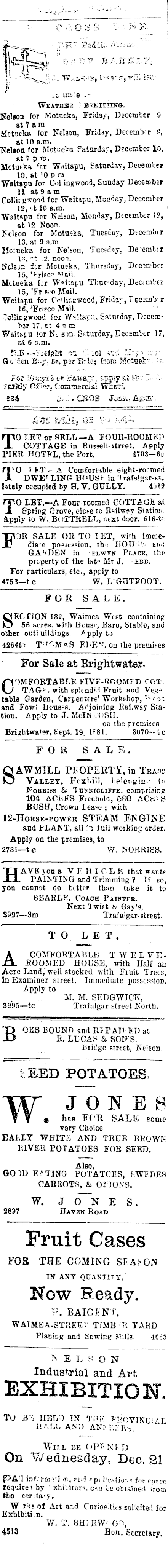 Papers Past Newspapers Nelson Evening Mail 7 December 11 Page 1 Advertisements Column 1