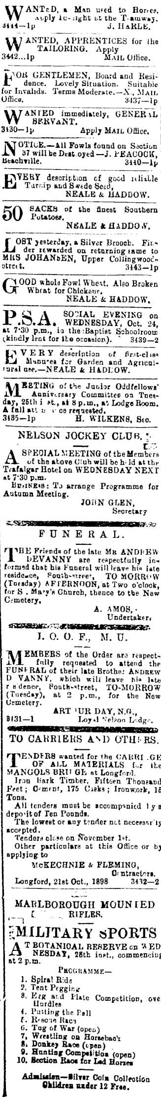 Papers Past Newspapers Nelson Evening Mail 24 October 18 Page 3 Advertisements Column 2