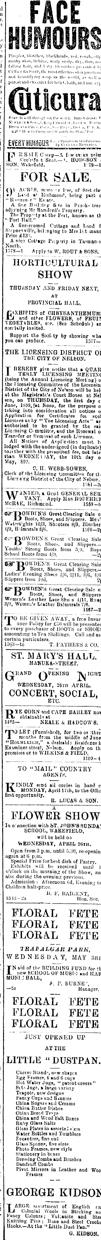 Papers Past Newspapers Nelson Evening Mail 22 April 19 Page 3 Advertisements Column 2