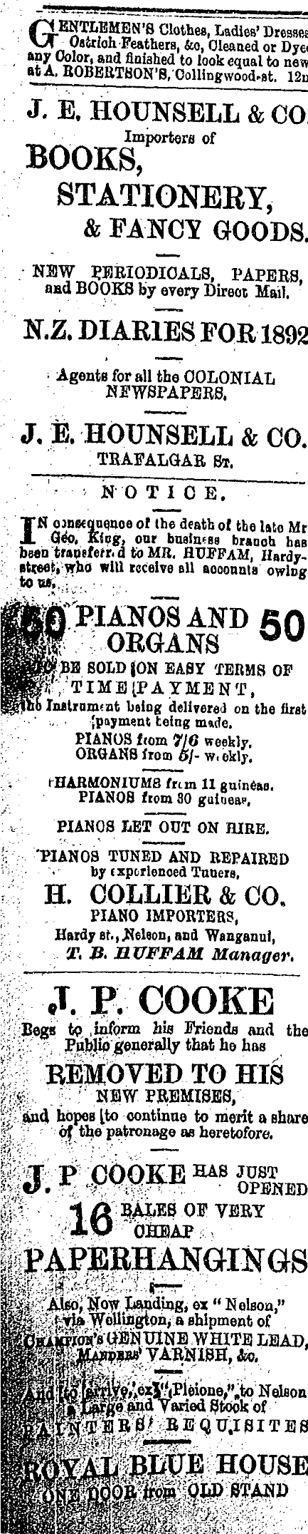 Papers Past Newspapers Nelson Evening Mail 14 January 12 Page 2 Advertisements Column 1