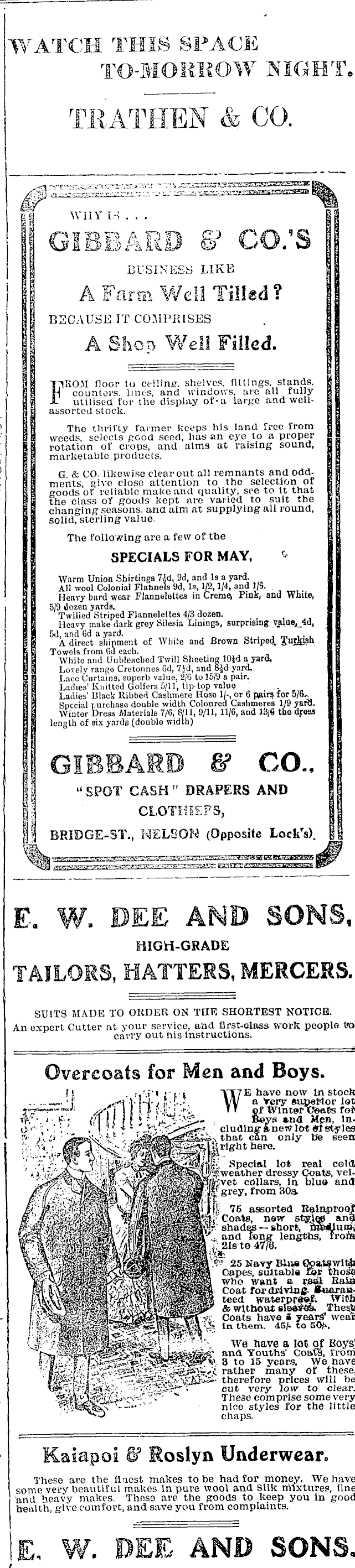 Papers Past Newspapers Nelson Evening Mail 7 May 1907 Page 3 Advertisements Column 5