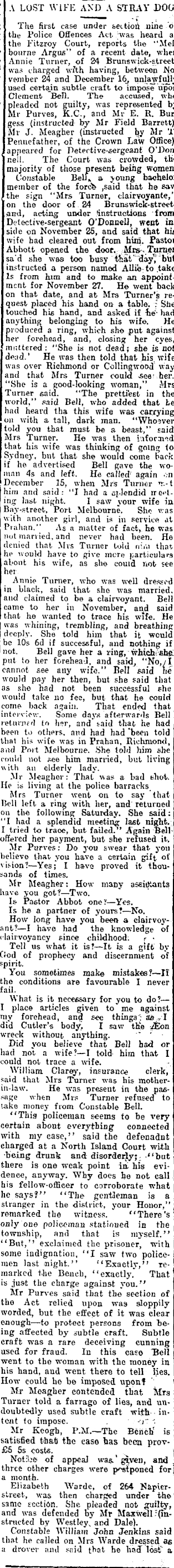 Papers Past Newspapers Nelson Evening Mail 12 February 1909 Clairvoyants In Court