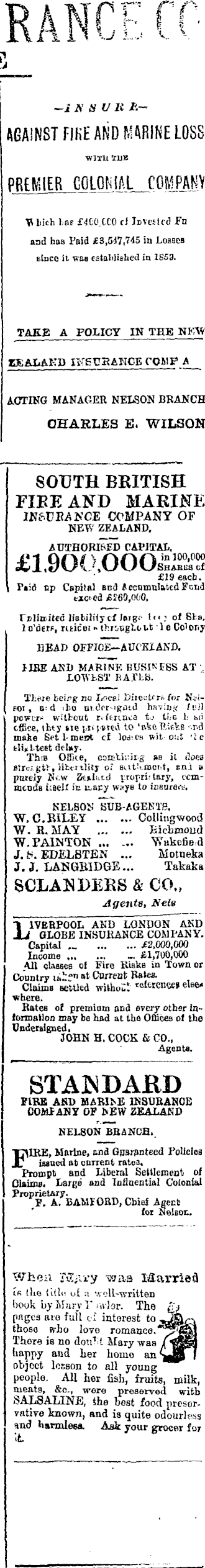 Papers Past Newspapers Nelson Evening Mail 30 March 1900 Page 1 Advertisements Column 2