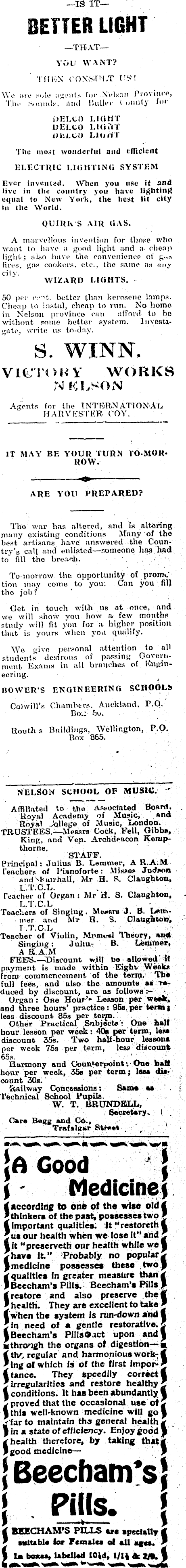 Papers Past Newspapers Nelson Evening Mail 3 June 1918 Page 8 Advertisements Column 7