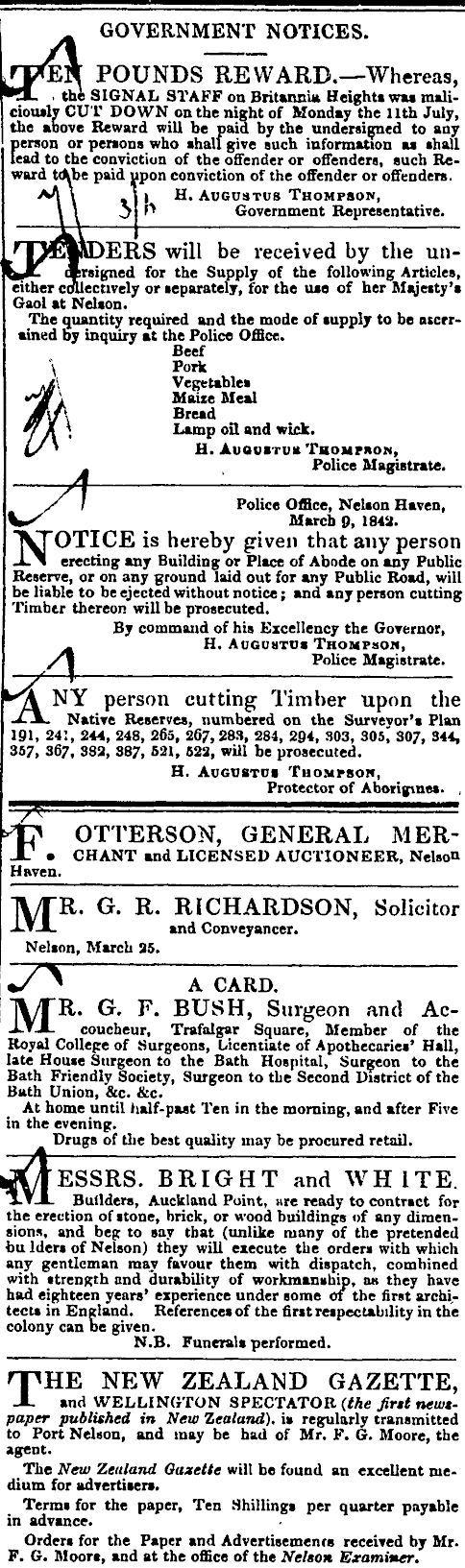 Papers Past Newspapers Nelson Examiner And New Zealand Chronicle 16 July 1842 Page 74 Advertisements Column 2