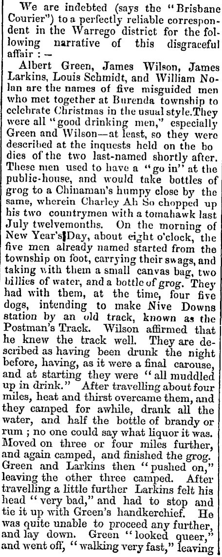 Papers Past Newspapers North Otago Times 23 March 1876 The Burenda Tragedy A Horrible Story Of Drink