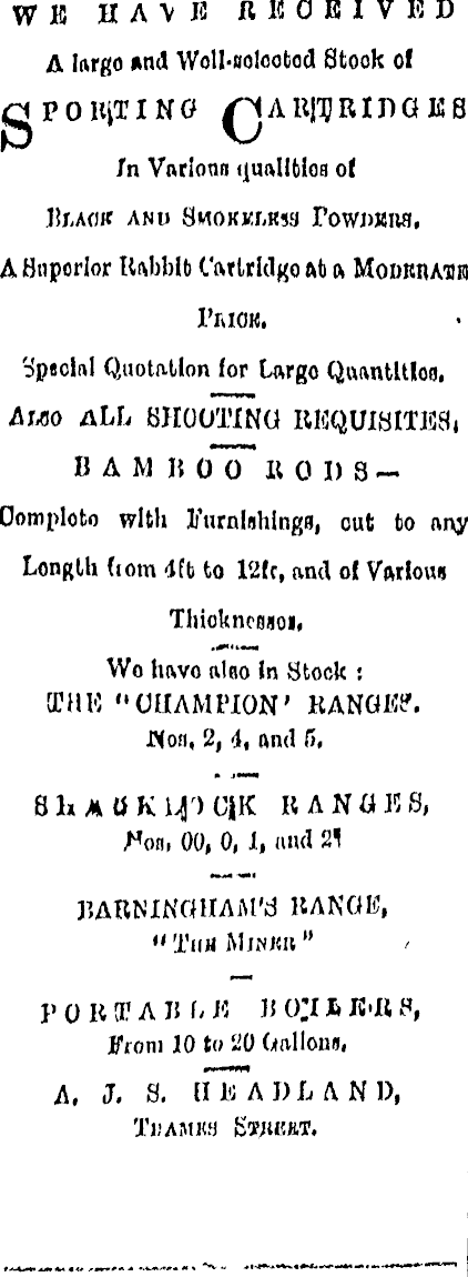 Papers Past | Newspapers | North Otago Times | 17 October 1900 | Page 4  Advertisements Column 1