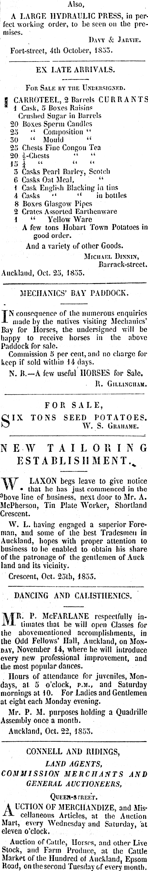 Papers Past Newspapers New Zealander 5 November 1853 Page 4 Advertisements Column 2