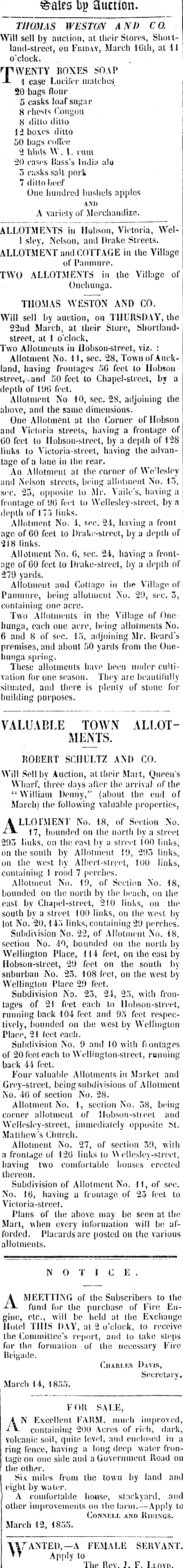 Papers Past Newspapers New Zealander 14 March 1855 Page 2 Advertisements Column 2