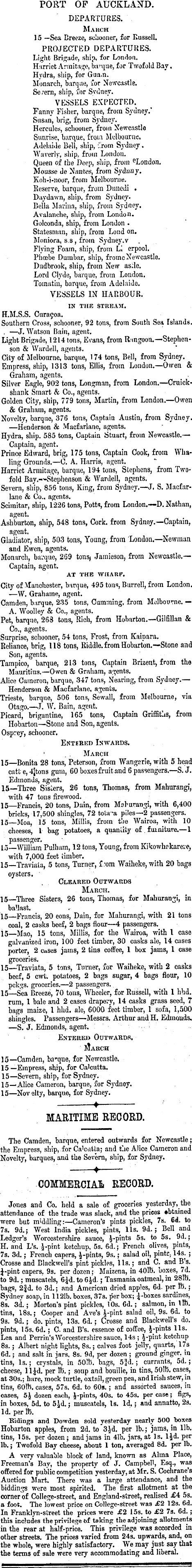 Papers Past | Newspapers | New Zealander | 16 March 1864 | SHIPPING  INTELLIGENCE.