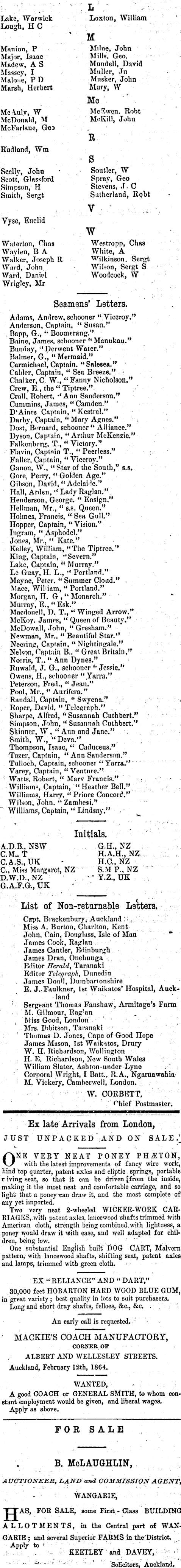 Papers Past Newspapers New Zealander 5 April 1864 Page 4 Advertisements Column 5