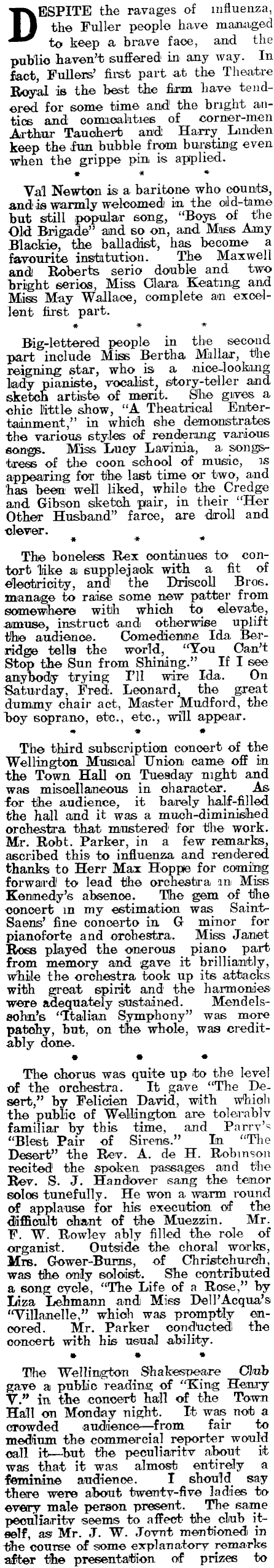 Papers Past Newspapers Free Lance 17 November 1906 Dramatic And Musical