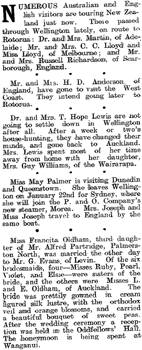 Papers Past | Newspapers | Free | 16 January 1909 | Gossip