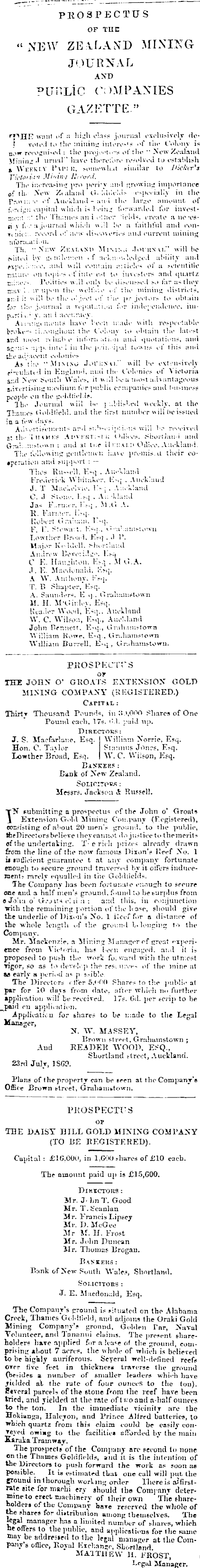 Papers Past Newspapers New Zealand Herald August 1869 Page 3 Advertisements Column 1