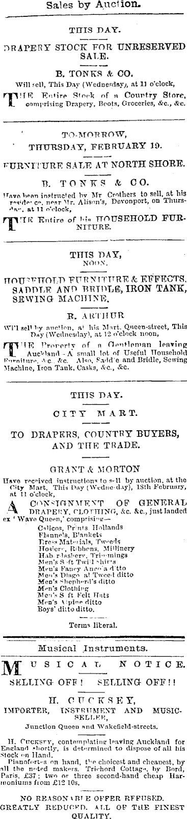 Papers Past Newspapers New Zealand Herald 18 February 1874 Page 4 Advertisements Column 2