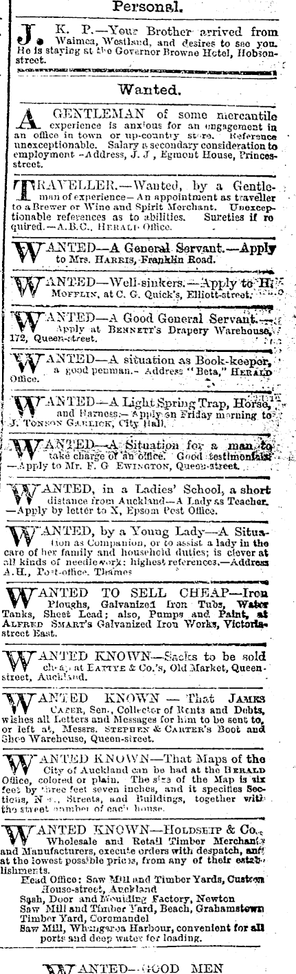 Papers Past Newspapers New Zealand Herald 1 April 1875 Page 1 Advertisements Column 7