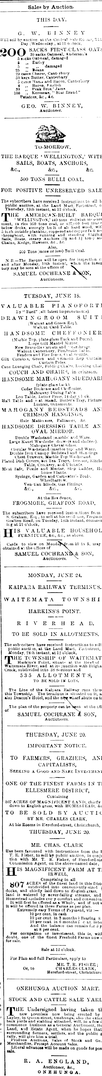 Papers Past Newspapers New Zealand Herald 12 June 1878 Page 4 Advertisements Column 2