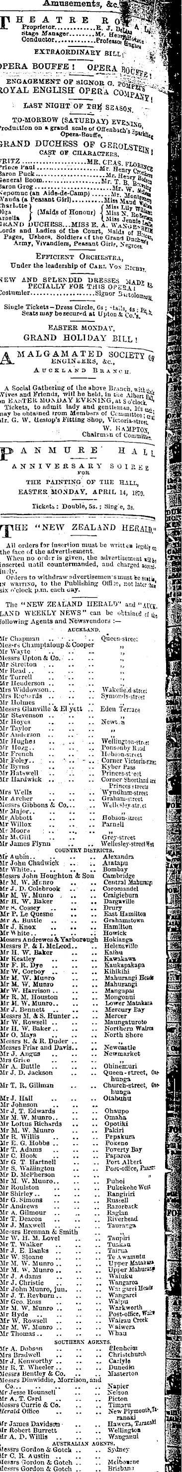Papers Past Newspapers New Zealand Herald 11 April 1879 Page 8 Advertisements Column 7