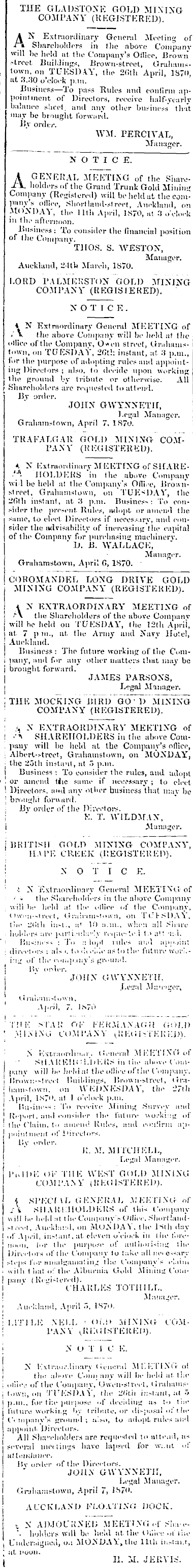 Papers Past Newspapers New Zealand Herald 9 April 1870 Page 1 Advertisements Column 5