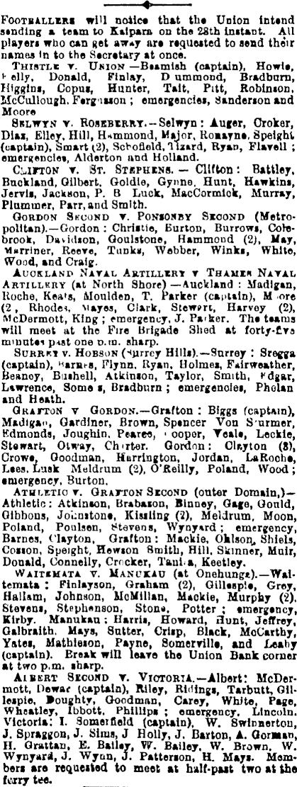 Papers Past | Newspapers | New Zealand Herald | 20 August 1885 | SATURDAY'S  FOOTBALL MATCHES.