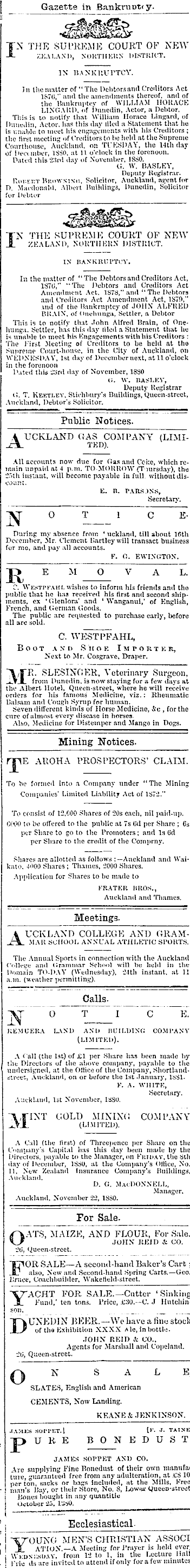 Papers Past Newspapers New Zealand Herald 24 November 10 Page 1 Advertisements Column 3