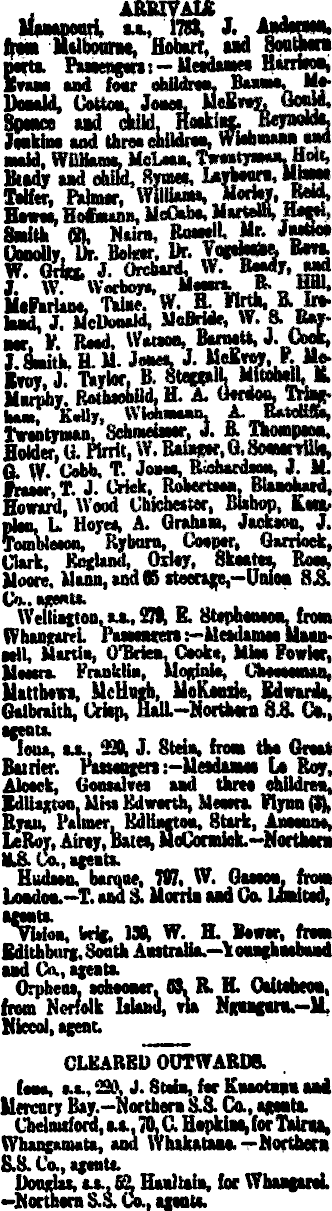 Doug Gales Sex Com - Papers Past | Newspapers | New Zealand Herald | 6 March 1896 | SHIPPING.