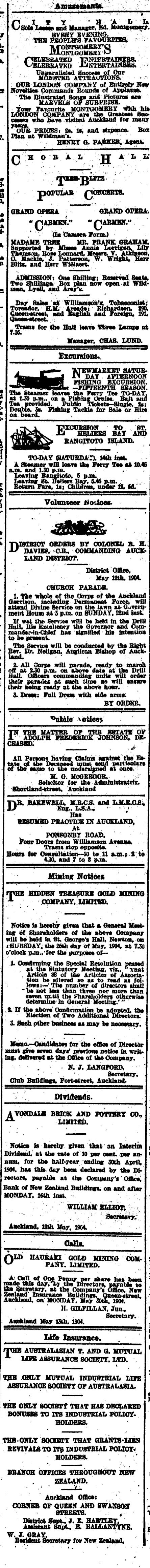 Papers Past Newspapers New Zealand Herald 14 May 1904 Page 8 Advertisements Column 6